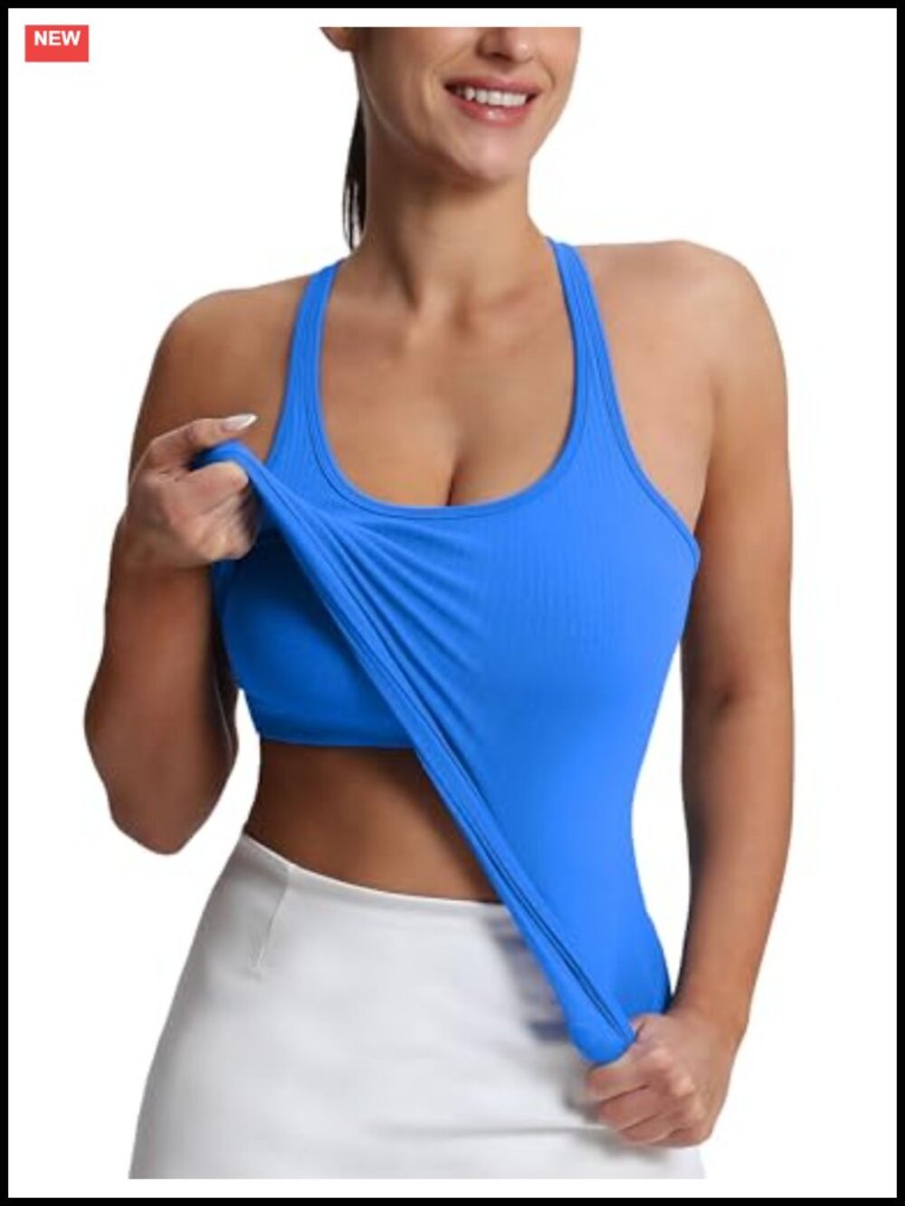 Seamless Workout Tank Top with Built in Bra Racerback Athletic Yoga Gym Shirt